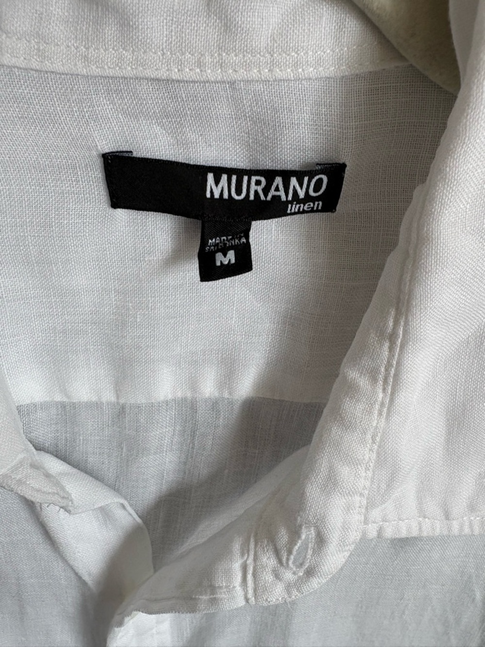 Murano White Long-Sleeve 100% Linen Casual Button-Down Shirt or Coverup sz M - Picture 2 of 7